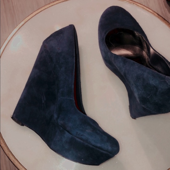 BAKERS | Blue Suede Wedge Heel - Picture 5 of 7